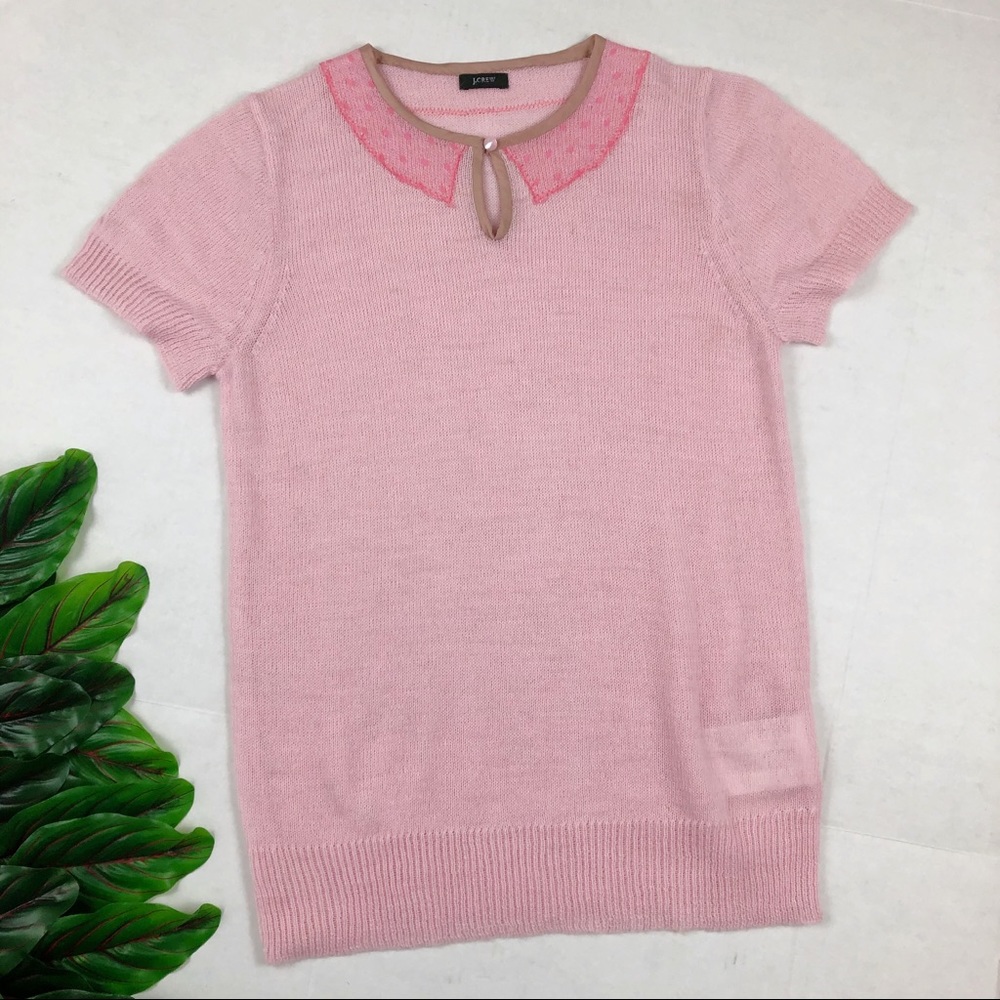 J. Crew Alpaca Open Knit Short sleeve Top Pink Women’s Small